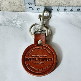 【ヴィンテージ感】 【メンズファッション】 MEN'S SHOP M'LORD since 1951 キーホルダー レザー ブラウン 円形 縦約7cm 横約4cm 厚み約0.5cm 革製 中古品