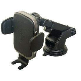 セイワ カースマホホルダー 吸盤 Qi充電 プラスチック ブラック SEIWA D586