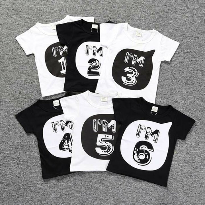 楽天市場 Tシャツ キッズ 半袖 子供服 シャツ トップス 年齢 プリント 子供用 キッズウェア 子供服 かわいい オシャレ おしゃれ キッズ ベビー ベビー服 赤ちゃん お揃い １歳 ２歳 ３歳 ４歳 ５歳 ６歳 モノトーン 兄弟 姉妹 ペアルック 80 90 100