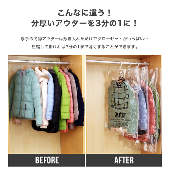 楽天市場】圧縮袋 衣類圧縮袋 洋服カバー クローゼット収納 吊るす収納 衣類保管 衣類 洋服 吊るす クローゼット 吊り下げ 収納 2サイズ 便利 省スペース : スマホケースのCINC SHOP 楽天市場】圧縮袋 衣類圧縮袋 洋服カバー クローゼット収納 吊るす収納 衣類保管 衣類 洋服 吊るす クローゼット 吊り下げ 収納 2サイズ 便利 省スペース : スマホケースのCINC SHOP