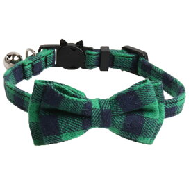 猫 首輪 リボン チェック 安全バックル リード穴付き 猫型バックル 可愛い かわいい ネコ キャット ネコグッズ 猫グッズ ペット用品 蝶ネクタイ