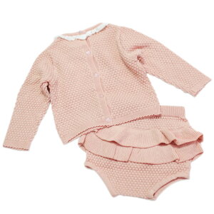 ベビー ニット セットアップ 赤ちゃん ベビー服 かわいい コットン 綿100% パジャマ ルームウェア 上下セット おしゃれ トップス セーター フリル ブルマ パンツ 女の子 ベビー用品 出産祝い