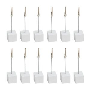 メモ スタンド クリップ 12個セット メモスタンド カードスタンド カード立て メモクリップスタンド 卓上 かわいい おしゃれ カード 名刺 便箋 文具 事 シンプル スクエア 木製