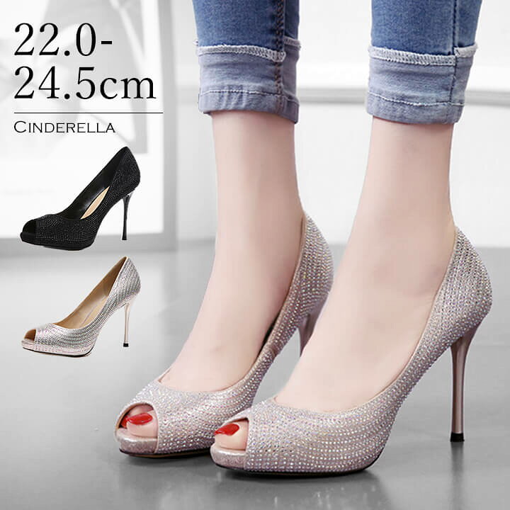 楽天市場 オープントゥパンプス レディース ハイヒール ピンヒール Pumps ヒール オープントゥ 合皮 ラインストーン 結婚式 パーティー 二次会 2次会 成人式 同窓会 謝恩会 キャバ パーティ フォーマル 美脚パンプス ストーム カジュアル フォーマル キャバ キラキラ 黒