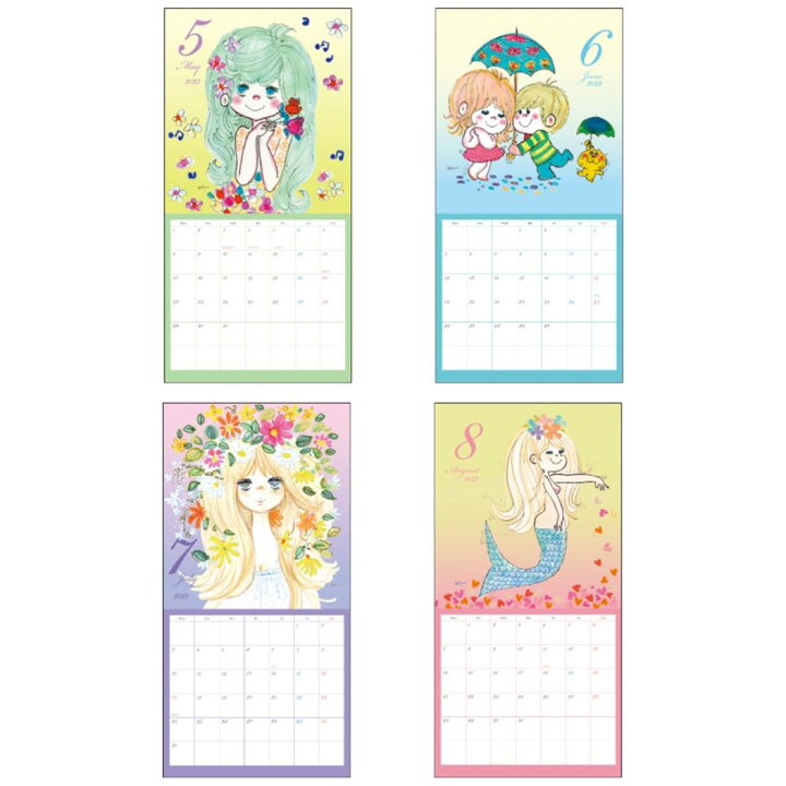 楽天市場 水森亜土 23calendar 壁掛けカレンダー23年 L サンスター文具 キャラクター インテリア 書き込み 令和5年暦 予約 シネマコレクション キャラクターのシネマコレクション