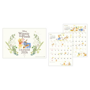 ディズニーキャラクター 2026 Calendar 二つ折りカレンダー大 壁掛けカレンダー2026年 DNくまのプーさん 日本ホールマーク スケジュール 書き込み キャラクター 令和8年暦 シネマコレクション