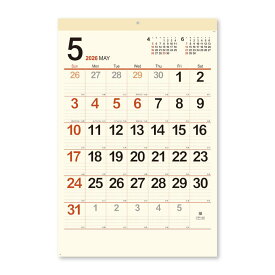 【ポイント10倍 & クーポン！】【50％OFF】クリーム メモ月表 ジャンボ 2026Calendar 壁掛けカレンダー2026年 スケジュール 新日本カレンダー 実用 書き込み シンプル 令和8年暦 シネマコレクション