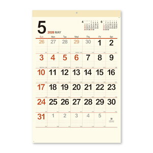 クリーム メモ月表 ジャンボ 2026Calendar 壁掛けカレンダー2026年 スケジュール 新日本カレンダー 実用 書き込み シンプル 令和8年暦 シネマコレクション
