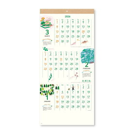 【ポイント10倍 & クーポン！】水と緑をめぐるカレンダー 3か月文字 2026Calendar 壁掛けカレンダー2026年 スケジュール 新日本カレンダー 実用 書き込み SDGs 令和8年暦 シネマコレクション
