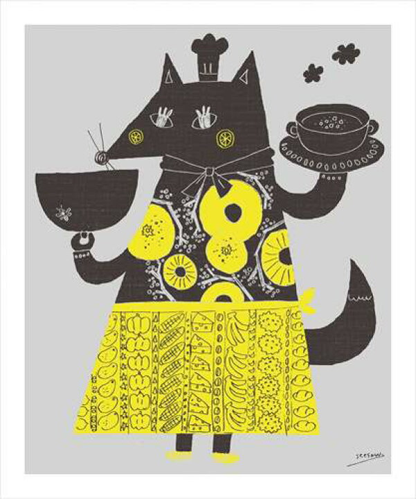 楽天市場 取寄品 See Saw カフェ風インテリア パネルフレーム 黄のテーブル キャンバス イラストレーター お洒落インテリア通販 キャラクターのシネマコレクション