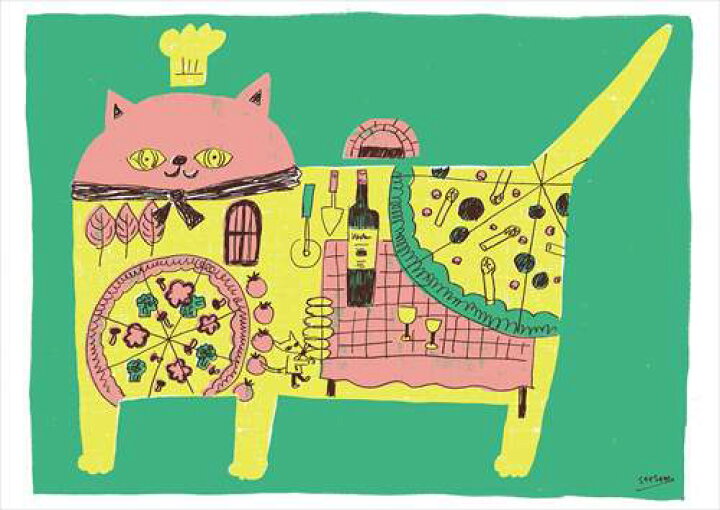 楽天市場 取寄品 See Saw カフェ風インテリア パネルフレーム ピザキャット キャンバス イラストレーター お洒落インテリア通販 キャラクターのシネマコレクション