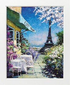 取寄品 マルコ マヴロウィッチ パリのカフェ Lサイズ 額付きポスター インテリアアート 風景画 通販