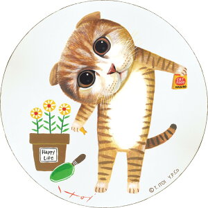 糸井 忠晴 動物画 木製ラウンドアート マロン (Mサイズ) IT-01023 15x15x1.5cm ギフト 猫 壁掛けインテリア通販 取寄品 シネマコレクション