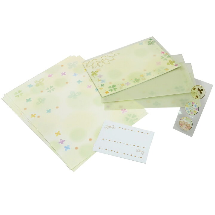 楽天市場 レターセット もんon Series 手紙セット 太陽とクローバー クローズピン 便箋 封筒 封シール 宛名シール 大人可愛い ガーリー イラストグッズ メール便可 キャラクターのシネマコレクション
