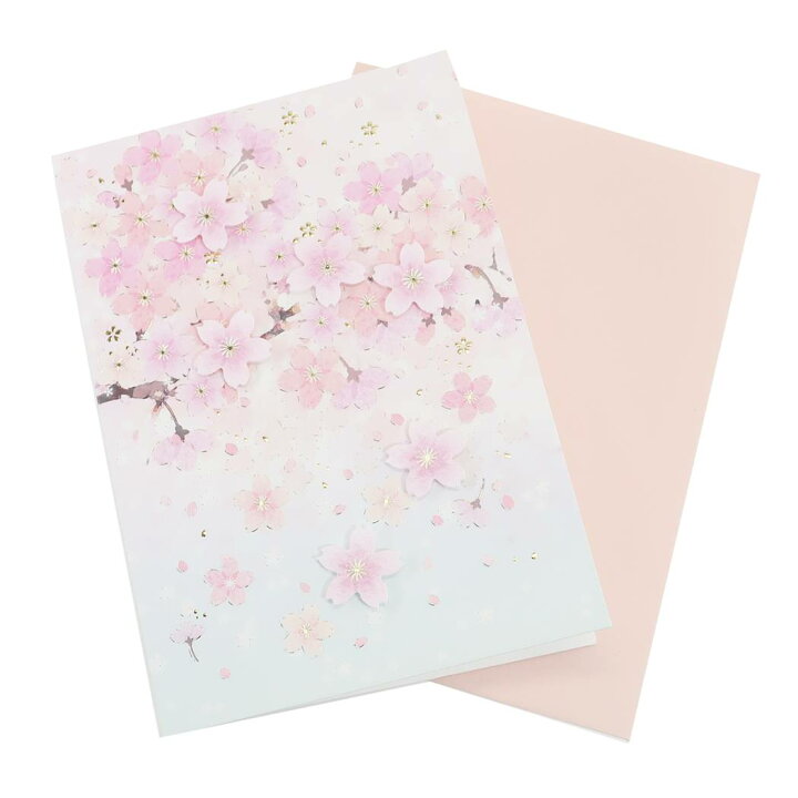 楽天市場 グリーティングカード さくら メッセージカード 桜枝 クローズピン 封筒付き 金箔押し グッズ メール便可 シネマコレクション キャラクターのシネマコレクション