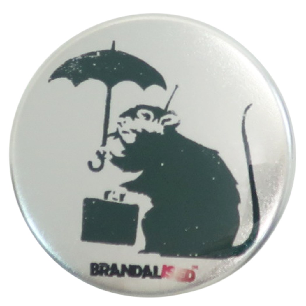 バンクシー 缶バッジ 44mm カンバッジ Umbrella Rat Banksy コレクション雑貨 ART 付与 グッズ メール便可 シネマコレクション ゼネラルステッカー 期間限定特別価格 オフィシャル