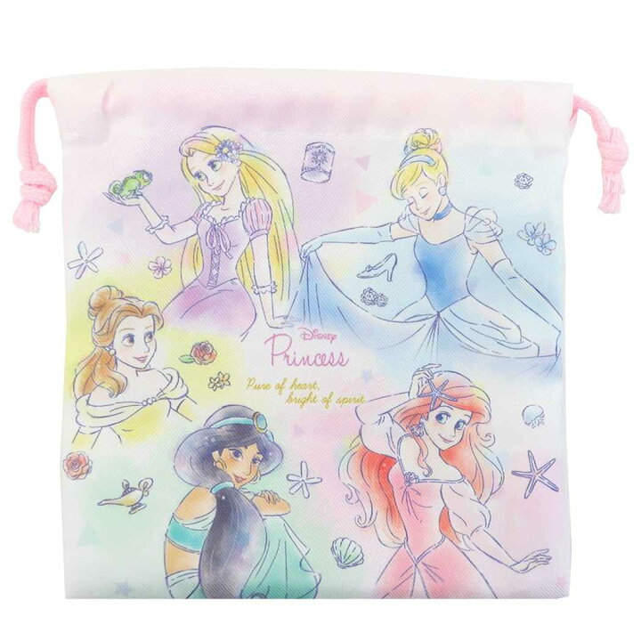 楽天市場 ディズニープリンセス 巾着袋 フラット きんちゃくポーチ カラフルアート ディズニー ティーズファクトリー 小物入れ 新学期準備雑貨 キャラクター グッズ メール便可 シネマコレクション キャラクターのシネマコレクション