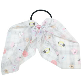 【ポイント10倍 & クーポン！】BT21 ヘアアクセ リボンゴム チェック LINE FRIENDS カミオジャパン ヘアアクセサリー ヘアゴム ヘアポニー キャラクター 商品 メール便可 シネマコレクション プレゼント 男の子 女の子 ギフト