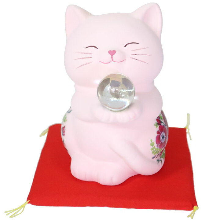 楽天市場 貯金箱 風水ハッピーキャット 大 お花柄 ピンク ねこ サンアート インテリア 猫 ネコ グッズ シネマコレクション キャラクター のシネマコレクション