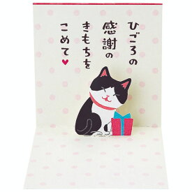 【ポイント10倍 & クーポン！】グリーティングカード 二つ折りポップアップカード ミニカード 立体 ネコ こころばかりですが サンリオ 感謝 お礼 メッセージカード グッズ メール便可 シネマコレクション