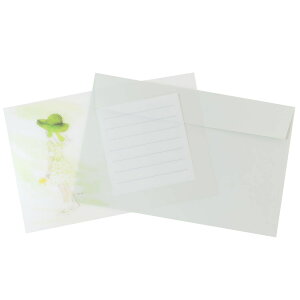いわさきちひろ レターセット とうめいレターセット Green Green Flash 便箋＆封筒 かわいい グッズ メール便可 シネマコレクション