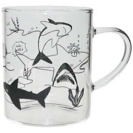 マグカップ 耐熱グラスマグ 海アート サメ パインクリエイト 耐熱 ガラス ギフト プレゼント グッズ シネマコレクション