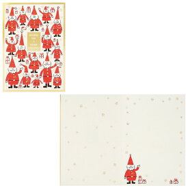 CHRISTMAS グリーティングカード クリスマスカード jx4-3 版画風サンタいっぱい サンリオ プレゼント Xmasカード グッズ メール便可 シネマコレクション