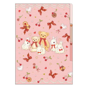 たけいみき ポケットファイル A4 クリアファイル 3ポケット うさぎとテディベア クローズピン 書類整理ホルダー 新学期準備文具 ガーリーイラスト グッズ メール便可 シネマコレクション