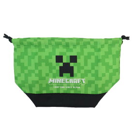 マインクラフト ランチ巾着 マチ付き巾着 低学年 グリーン 新入学 Minecraft ニシオ 新学期準備雑貨 ゲームキャラクター グッズ メール便可 シネマコレクション