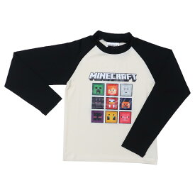 マインクラフト 水着 ラッシュガード 長袖Tシャツ ブラック Minecraft カイタックファミリー キッズ 子ども ジュニア プール 海 ゲームキャラクター グッズ メール便可 シネマコレクション