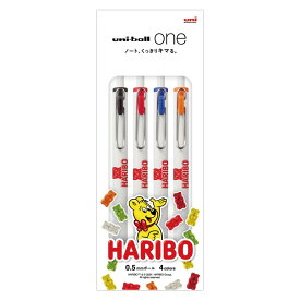 【ポイント10倍 & クーポン！】HARIBO ハリボー ボールペン ユニボールワン 0.5mm 4色セット お菓子パッケージ 三菱鉛筆 新学期準備文具 事務用品 uni-ball ONE グッズ メール便可 シネマコレクション