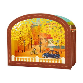 【ポイント10倍 & クーポン！】グリーティングカード アキ JAU 12-4 立体レーザーカットカード 秋 イチョウ並木のある街 サンリオ メッセージカード 多目的 グッズ メール便可 シネマコレクション