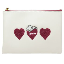【ポイント10倍 & クーポン！】スヌーピー コスメポーチ フラットポーチ ハートとスヌーピー ピーナッツ カミオジャパン 小物入れ キャラクター グッズ メール便可 シネマコレクション