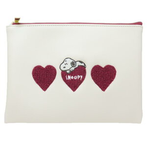スヌーピー コスメポーチ フラットポーチ ハートとスヌーピー ピーナッツ カミオジャパン 小物入れ キャラクター グッズ メール便可 シネマコレクション