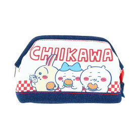 【最大1000円OFFクーポン！】ちいかわ コスメポーチ デニムポーチ ワイヤー入 ハンバーガー サンスター文具 化粧ポーチ 小物入れ キャラクター グッズ シネマコレクション