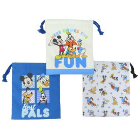 ミッキー＆フレンズ 巾着袋 巾着S 3枚セット ディズニー 高波クリエイト マルチポーチ 子供 コップ袋 キャラクター グッズ メール便可 シネマコレクション