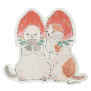 トコロコムギ ダイカットシール ステッカー 密密いちごにゃんこ SP-166 アクティブコーポレーション デコシール かわいい グッズ メール便可 シネマコレクション