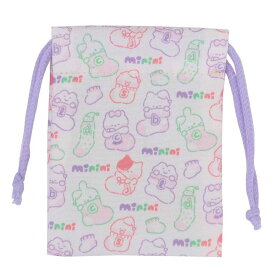 【ポイント10倍 & クーポン！】【50%OFF】 LINE FRIENDS minini 巾着袋 プリントミニ巾着 C サンタン 小物入れ きんちゃくポーチ キャラクター グッズ メール便可 シネマコレクション