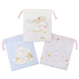 【ポイント10倍 & クーポン！】シュガーココムー 巾着袋 巾着S3枚セット サンエックス 高波クリエイト マルチポーチ 子供 コップ袋 キャラクター グッズ メール便可 シネマコレクション