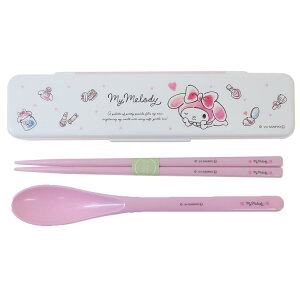 マイメロディ お箸&スプーンセット 抗菌音の鳴らないコンビセット 水彩コスメ サンリオ スケーター 食洗機対応 ランチグッズ キャラクター グッズ メール便可 シネマコレクション