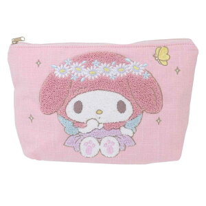 マイメロディ コスメポーチ サガラ刺繍フラットポーチ 50th Anniversary サンリオ ヤスダ通商 化粧ポーチ 小物入れ キャラクター グッズ メール便可 シネマコレクション