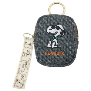 スヌーピー ミニポーチ カラビナ付きミニポーチ ボウタイ BK ジョークール ピーナッツ マリモクラフト 小物入れ キャラクター グッズ メール便可 シネマコレクション