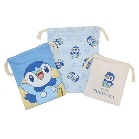 ポケットモンスター 巾着袋 3P巾着 きんちゃくポーチ3枚セット ポッチャマ ポケモン マリモクラフト 小物入れ キャラクター グッズ メール便可 シネマコレクション