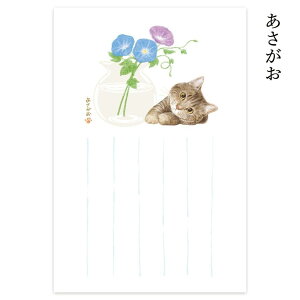 ROKKAKU POSTCARD 暑中はがき 猫のいる風景 2枚入り あさがお ねこ フタバ ポストカード 箔押し 暑中見舞い 夏 グッズ メール便可 シネマコレクション