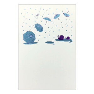 ROKKAKU こよみシリーズ POSTCARD こよみ季節はがき 1枚入り 6月 雨ふり フタバ ポストカード 箔押し メッセージカード グッズ メール便可 シネマコレクション