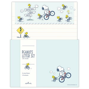 スヌーピー 手紙セット レターセット SNHJ自転車 ブルー ピーナッツ 日本ホールマーク 便箋&封筒 キャラクター グッズ メール便可 シネマコレクション