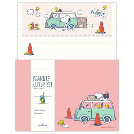 【ポイント10倍 & クーポン！】スヌーピー 手紙セット レターセット SNHJ車 ピンク ピーナッツ 日本ホールマーク 便箋＆封筒 キャラクター グッズ メール便可 シネマコレクション