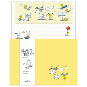 スヌーピー 手紙セット レターセット SNHJスケボー イエロー ピーナッツ 日本ホールマーク 便箋&封筒 キャラクター グッズ メール便可 シネマコレクション