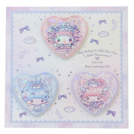 【ポイント10倍 & クーポン！】マイメロディxリトルツインスターズ 缶バッジ ハート缶バッジ3個セット DollyMix サンリオ ワタナベ コレクション雑貨 キャラクター グッズ メール便可 シネマコレクション