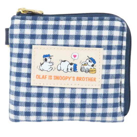 【ポイント10倍 & クーポン！】スヌーピー ミニ財布 ミニウォレット オラフ ネイビーチェックシリーズ ピーナッツ マリモクラフト コンパクト財布 ギフト雑貨 キャラクター グッズ メール便可 シネマコレクション